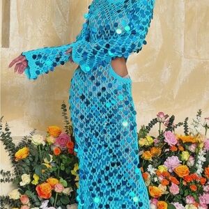 Vibrant Blue Crochet Dress